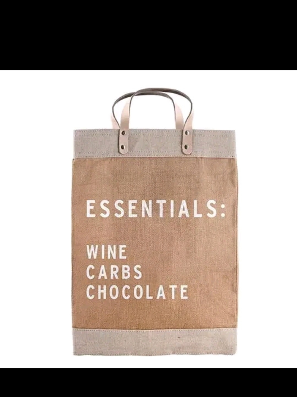 "Essentials" Jute Tote Bag in Natural Brown and Beige